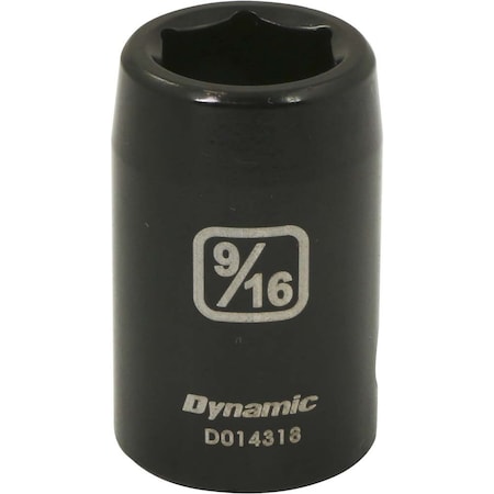 Dynamic 1/2" Drive Standard Socket, Black Phosphate, Tools 1/2" Drive 6 Point SAE, 9/16" Standard Length D014318